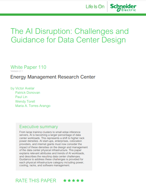 The AI Disruption: Challenges and Guidance for Data Center Design